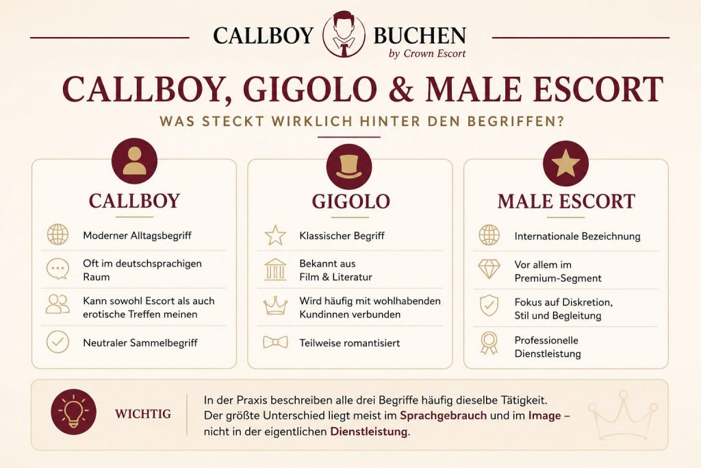 Callboy, Gigolo und Male Escort Begriffserklärung